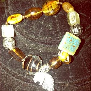 Avon Nature Chic Bracelet Stretch Silver & Brown